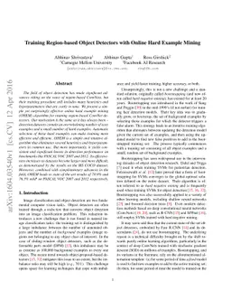 Training Region-based Object Detectors with Online Hard Example Mining