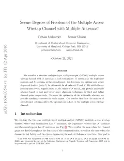 Secure Degrees of Freedom of the Multiple Access Wiretap Channel with
  Multiple Antennas
