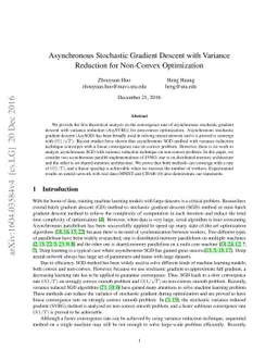 Asynchronous Stochastic Gradient Descent with Variance Reduction for
  Non-Convex Optimization