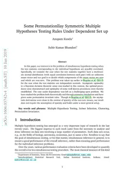 Some Permutationllay Symmetric Multiple Hypotheses Testing Rules Under
  Dependent Set up