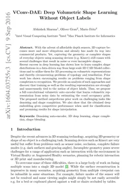 VConv-DAE: Deep Volumetric Shape Learning Without Object Labels