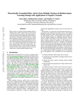 Theoretically-Grounded Policy Advice from Multiple Teachers in
  Reinforcement Learning Settings with Applications to Negative Transfer