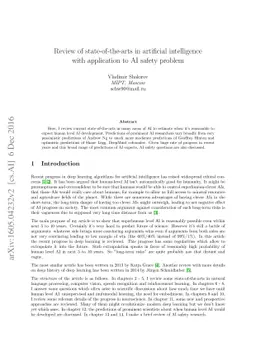 Review of state-of-the-arts in artificial intelligence with application
  to AI safety problem