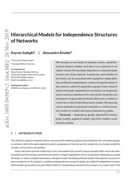 Hierarchical Models for Independence Structures of Networks