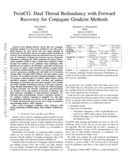 TwinCG: Dual Thread Redundancy with Forward Recovery for Conjugate
  Gradient Methods