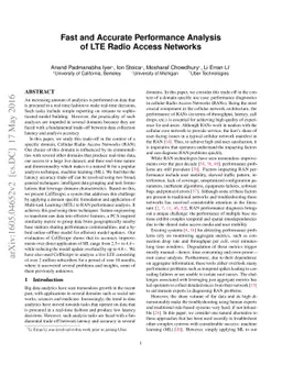 Fast and Accurate Performance Analysis of LTE Radio Access Networks