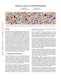 Thingi10K: A Dataset of 10,000 3D-Printing Models