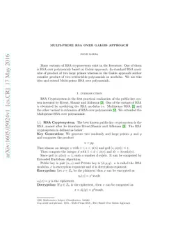 Multi-Prime RSA Over Galois Approach