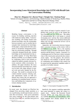 Incorporating Loose-Structured Knowledge into Conversation Modeling via
  Recall-Gate LSTM