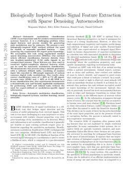 Biologically Inspired Radio Signal Feature Extraction with Sparse
  Denoising Autoencoders