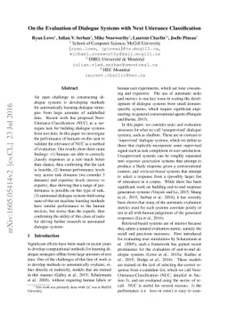 On the Evaluation of Dialogue Systems with Next Utterance Classification