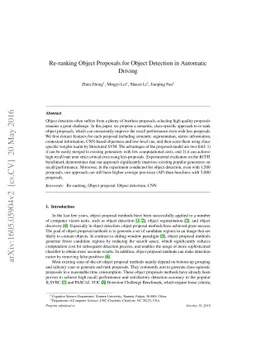 Re-ranking Object Proposals for Object Detection in Automatic Driving