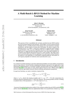 A Multi-Batch L-BFGS Method for Machine Learning