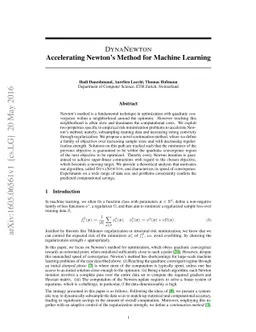 DynaNewton - Accelerating Newton's Method for Machine Learning