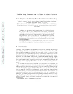 Public Key Encryption in Non-Abelian Groups