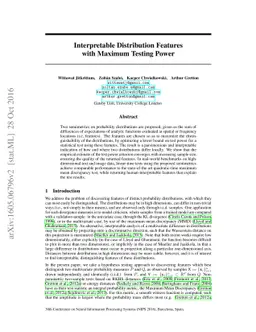 Interpretable Distribution Features with Maximum Testing Power