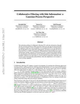 Collaborative Filtering with Side Information: a Gaussian Process
  Perspective