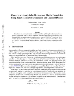 Convergence Analysis for Rectangular Matrix Completion Using
  Burer-Monteiro Factorization and Gradient Descent