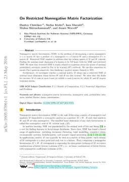 On Restricted Nonnegative Matrix Factorization