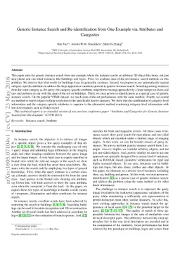 Generic Instance Search and Re-identification from One Example via
  Attributes and Categories