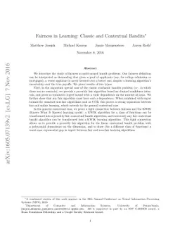 Fairness in Learning: Classic and Contextual Bandits