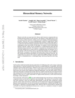 Hierarchical Memory Networks