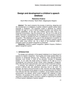 Design and development a children's speech database