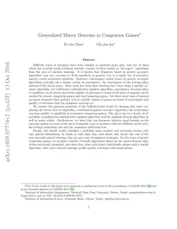 Generalized Mirror Descents in Congestion Games