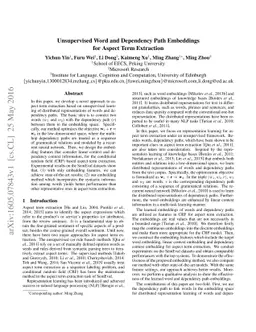 Unsupervised Word and Dependency Path Embeddings for Aspect Term
  Extraction