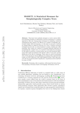 SS4MCT: A Statistical Stemmer for Morphologically Complex Texts