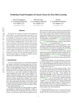 Predicting Visual Exemplars of Unseen Classes for Zero-Shot Learning