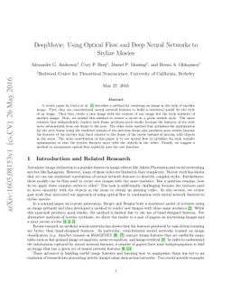 DeepMovie: Using Optical Flow and Deep Neural Networks to Stylize Movies