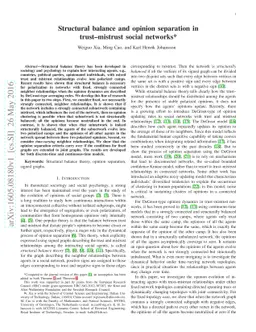 Structural balance and opinion separation in trust-mistrust social
  networks
