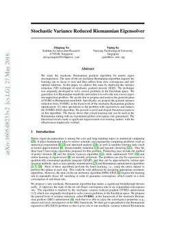 Stochastic Variance Reduced Riemannian Eigensolver