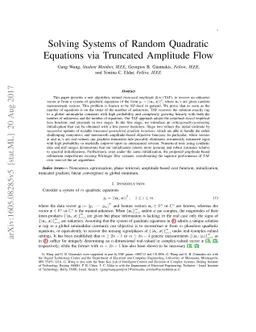 Solving Systems of Random Quadratic Equations via Truncated Amplitude
  Flow