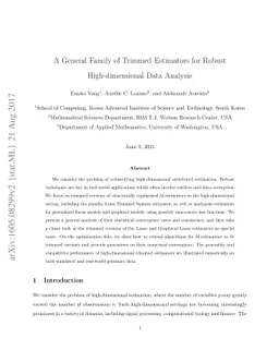 A General Family of Trimmed Estimators for Robust High-dimensional Data
  Analysis