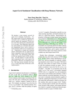 Aspect Level Sentiment Classification with Deep Memory Network