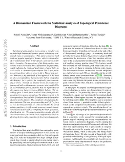 A Riemannian Framework for Statistical Analysis of Topological
  Persistence Diagrams