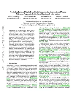 Predicting Personal Traits from Facial Images using Convolutional Neural
  Networks Augmented with Facial Landmark Information