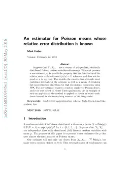 An estimator for Poisson means whose relative error distribution is
  known