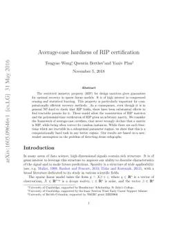 Average-case Hardness of RIP Certification