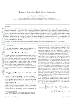 Improved Sparse Low-Rank Matrix Estimation