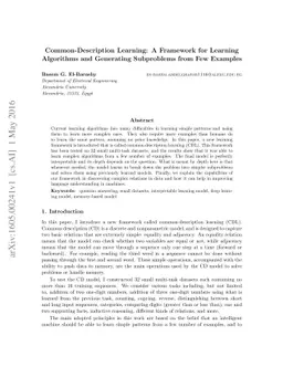 Common-Description Learning: A Framework for Learning Algorithms and
  Generating Subproblems from Few Examples