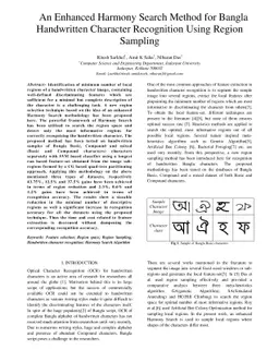 An Enhanced Harmony Search Method for Bangla Handwritten Character
  Recognition Using Region Sampling