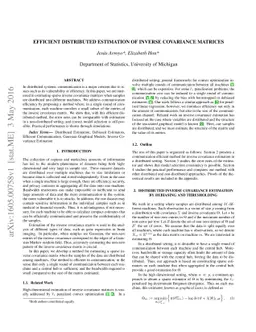 Efficient Distributed Estimation of Inverse Covariance Matrices