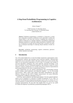 A Step from Probabilistic Programming to Cognitive Architectures