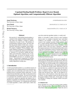 Copeland Dueling Bandit Problem: Regret Lower Bound, Optimal Algorithm,
  and Computationally Efficient Algorithm