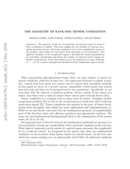 The geometry of rank-one tensor completion