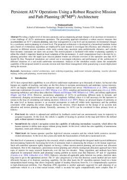 Persistent AUV Operations Using a Robust Reactive Mission and Path
  Planning (RRMPP) Architecture