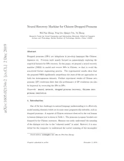 Neural Recovery Machine for Chinese Dropped Pronoun